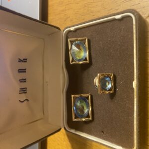 Crystal and Gold Cuffllink and tie clip set