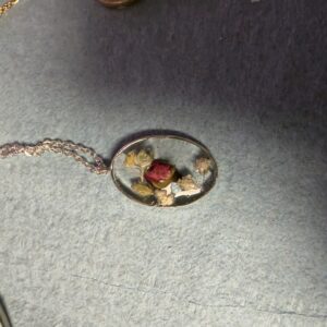 Oval Silver Tone Floral Necklace