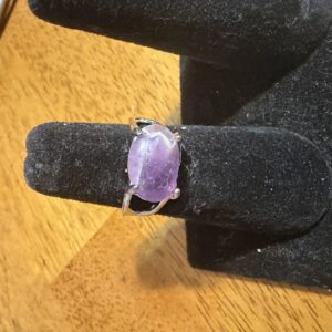 Amethyst in silver tone setting